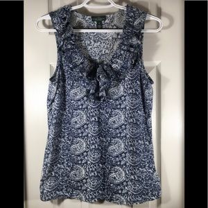 Lauren Jeans Co Size Medium Ruffled Front Paisley